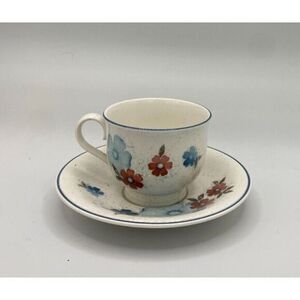 Noritake‎ Versatone Glimmer Teacup Cup & Saucer Set (s) Blue Flowers
